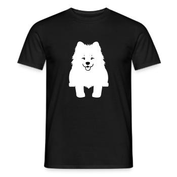Samojede Hund im Cartoon-Stil - Männer T-Shirt - Schwarz - Vorne - AI Model Male 178 light (178cm)