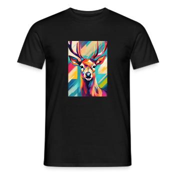 Tête de cerf colorée - T-shirt homme - noir - Devant - AI Model Male 178 light (178cm)