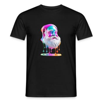 08 Weihnachtsmann Kopf flussige Farben Farbtropfen - Männer T-Shirt - Schwarz - Vorne - AI Model Male 178 light (178cm)