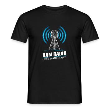 Ham Radio – Contact is everything! - Men's T-Shirt - black - Front - AI Model Male 178 light (178cm)