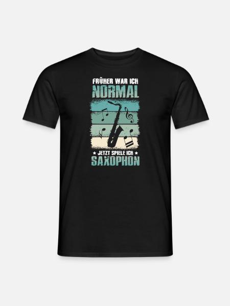 Saxophon früher war ich Normal - Männer T-Shirt - Schwarz