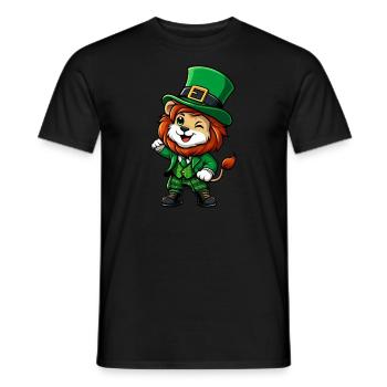 Dessin animé du lion de la Saint-Patrick - T-shirt homme - noir - Devant - AI Model Male 178 light (178cm)