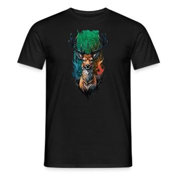 Mystical Deer Design: Enchanted Forest Inspiration - Men's T-Shirt - black - Front - AI Model Male 178 light (178cm)