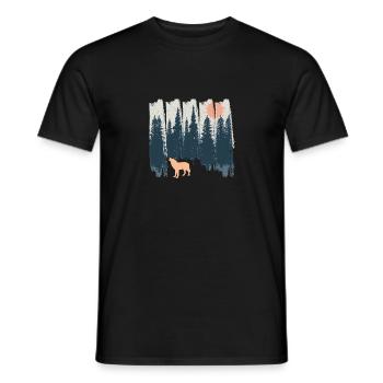 Wolf Nature Forests Mountains Moon Wilderness Gift - Men's T-Shirt - black - Front - AI Model Male 178 light (178cm)
