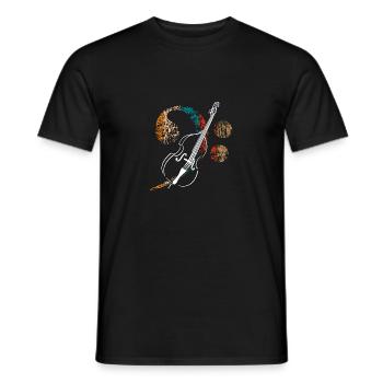 Large bass clef with double bass - Men's T-Shirt - black - Front - AI Model Male 178 light (178cm)