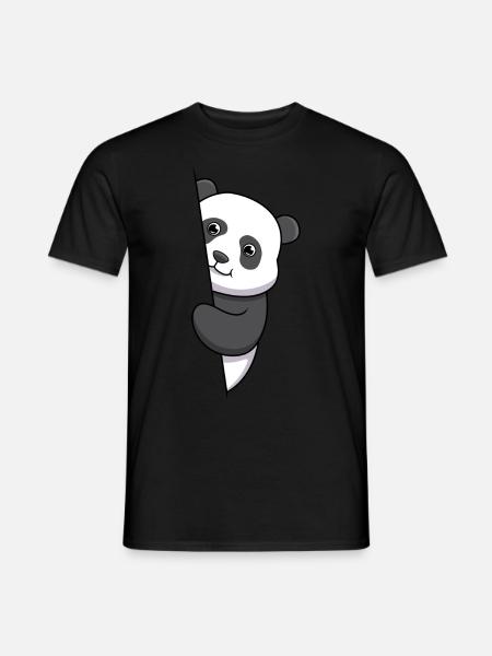 Panda Bär der aus den Shirt schaut / Lustig, Cool - Männer T-Shirt - Schwarz