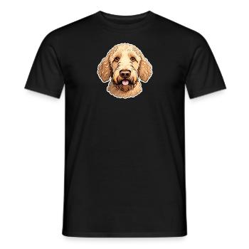 Cheerful cute labradoodle illustration portrait - Men's T-Shirt - black - Front - AI Model Male 178 light (178cm)