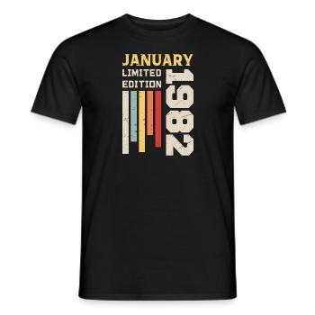 Janvier 1982 - Cadeau anniversaire Janvier 1982 - T-shirt homme - noir - Devant - AI Model Male 178 light (178cm)