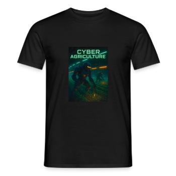 Cyberpunk Farming – Field Work of the Future - Men's T-Shirt - black - Front - AI Model Male 178 light (178cm)
