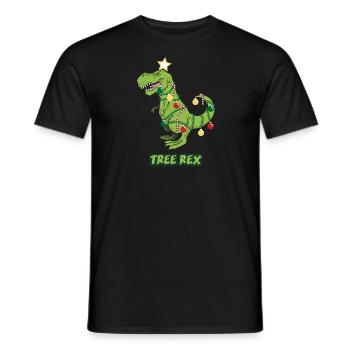 Arbre Rex dinosaure Noël Costume Party cadeau - T-shirt homme - noir - Devant - AI Model Male 178 light (178cm)
