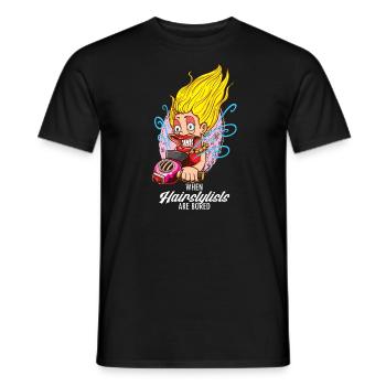 Coiffeuse drôle de coiffeur blonde - T-shirt homme - noir - Devant - AI Model Male 178 light (178cm)