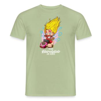 Lustige Friseurin Friseursalon Blondine - Männer T-Shirt - Sage - Vorne - AI Model Male 178 light (178cm)