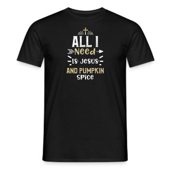 All I Need Is Jesus And Pumpkin... - Männer T-Shirt - Schwarz - Vorne - AI Model Male 178 light (178cm)
