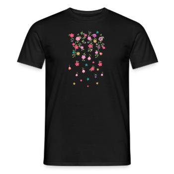 Roses, tendrils, flowers, illustration, red, floral, colorful - Men's T-Shirt - black - Front - AI Model Male 178 light (178cm)