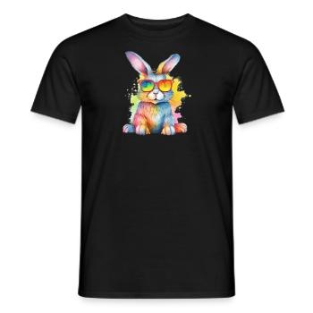 Lapin coloré cool avec des lunettes de soleil lapin - T-shirt homme - noir - Devant - AI Model Male 178 light (178cm)