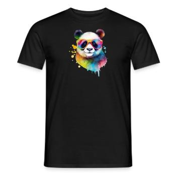 Cooler bunter Panda mit Sonnenbrille - Männer T-Shirt - Schwarz - Vorne - AI Model Male 178 light (178cm)