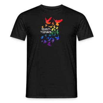 respect and tolerance,birds,flock of birds,LGBT - Men's T-Shirt - black - Front - AI Model Male 178 light (178cm)