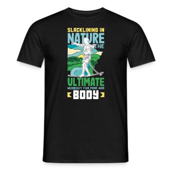 Slacklining in nature the ultimate workout for - Men's T-Shirt - black - Front - AI Model Male 178 light (178cm)