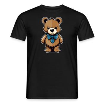 Cooler Teddy Bär mit blauer Schleife - Männer T-Shirt - Schwarz - Vorne - AI Model Male 178 light (178cm)