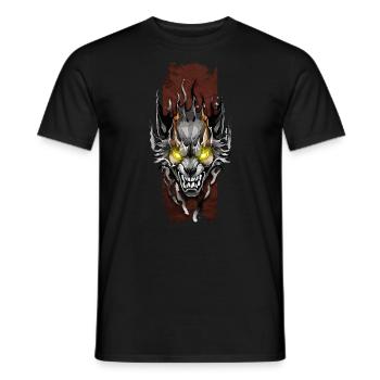Lykanthropische Ausstrahlung: Werwolf mit leuchtenden Augen - Männer T-Shirt - Schwarz - Vorne - AI Model Male 178 light (178cm)