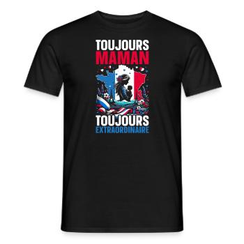 Fête des mères aux racines françaises, maman, meilleur - T-shirt homme - noir - Devant - AI Model Male 178 light (178cm)