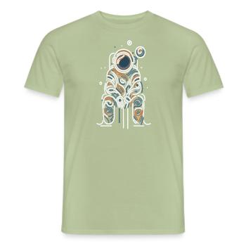 Kosmische Liebe - Linien-Astronaut - Männer T-Shirt - Sage - Vorne - AI Model Male 178 light (178cm)