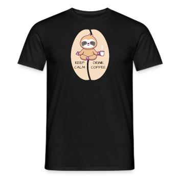Keep Calm Drink Coffee Faultier - Männer T-Shirt - Schwarz - Vorne - AI Model Male 178 light (178cm)