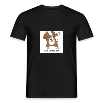 Brown White Illustrated Dog Have a Good Day Mug - Männer T-Shirt - Schwarz - Vorne - AI Model Male 178 light (178cm)