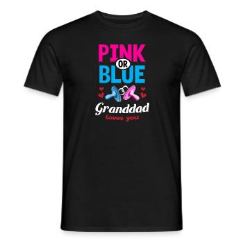 Pink or Blue Granddad Loves You Gender Reveal - Men's T-Shirt - black - Front - AI Model Male 178 light (178cm)