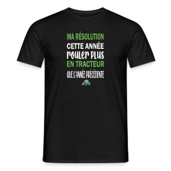 Ma résolution cette année rouler plus en tracteur - T-shirt homme - noir - Devant - AI Model Male 178 light (178cm)