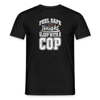 Sentez-vous en sécurité ce soir Dormez avec un flic – Police - T-shirt homme - noir - Devant - AI Model Male 178 light (178cm)
