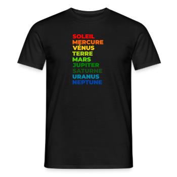 Le Système solaire - T-shirt homme - noir - Devant - AI Model Male 178 light (178cm)