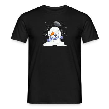 Snowsey, der kleine Schneemann, voll erschrocken. - Männer T-Shirt - Schwarz - Vorne - AI Model Male 178 light (178cm)
