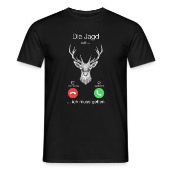 Geschenk Anruf Jagd Hirsch ruft - Männer T-Shirt - Schwarz - Vorne - AI Model Male 178 light (178cm)
