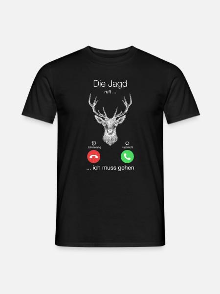 Geschenk Anruf Jagd Hirsch ruft - Männer T-Shirt - Schwarz