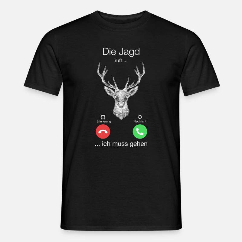 Geschenk Anruf Jagd Hirsch ruft - Männer T-Shirt - Schwarz