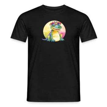 Colorful cool crocodile with sunglasses - Men's T-Shirt - black - Front - AI Model Male 178 light (178cm)