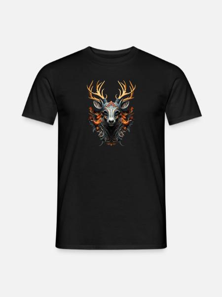 Hirsch Krafttier Tracht Dorffest für Dorfkinder - Männer T-Shirt - Schwarz