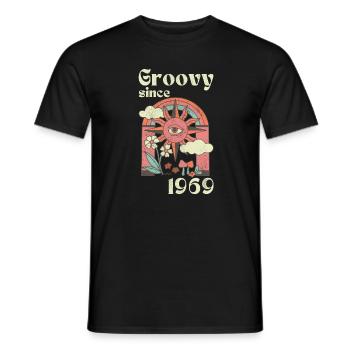 Groovy since 1969 with retro graphics - Men's T-Shirt - black - Front - AI Model Male 178 light (178cm)