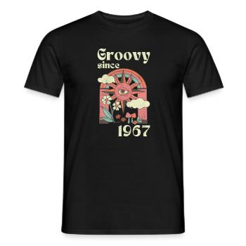 Groovy since 1967 with retro graphics - Men's T-Shirt - black - Front - AI Model Male 178 light (178cm)