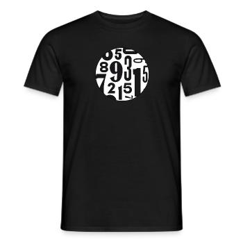 Pattern Design: Letterpress Numbers Zahlen - Männer T-Shirt - Schwarz - Vorne - AI Model Male 178 light (178cm)
