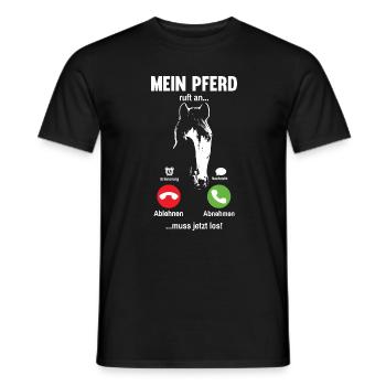Mein Pferd Ruft An Ich Muss Los Reiterin - Männer T-Shirt - Schwarz - Vorne - AI Model Male 178 light (178cm)