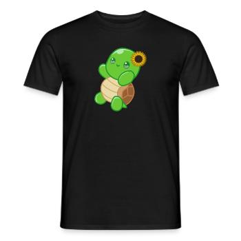 motif tortue tournesol - T-shirt homme - noir - Devant - AI Model Male 178 light (178cm)