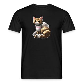 Personalisiertes Katzen T-Shirt (Oscar) - Männer T-Shirt - Schwarz - Vorne - AI Model Male 178 light (178cm)