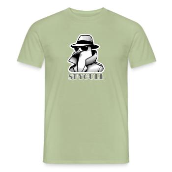 SpyGull Funny Seagull Secret Agent Parody Design - Men's T-Shirt - sage - Front - AI Model Male 178 light (178cm)