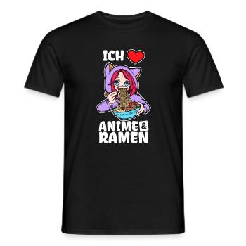 Ich Liebe Anime Ramen Herz Statement Manga - Männer T-Shirt - Schwarz - Vorne - AI Model Male 178 light (178cm)