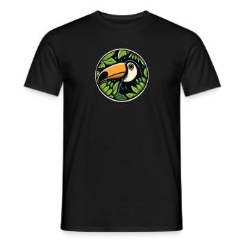 Toucan looking through leaves jungle - Men's T-Shirt - black - Front - AI Model Male 178 light (178cm)