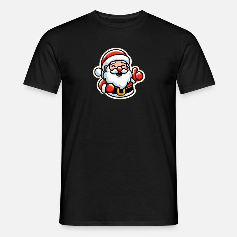 Fröhlicher Weihnachtsmann Daumenhoch - Männer T-Shirt - Schwarz