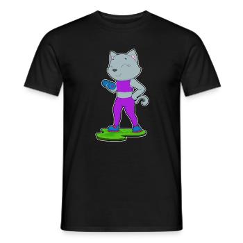 Katze Bodybuilder Hantel Bodybuilding - Männer T-Shirt - Schwarz - Vorne - AI Model Male 178 light (178cm)