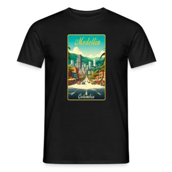 Medellin Kolumbien Retro Classic Design - Männer T-Shirt - Schwarz - Vorne - AI Model Male 178 light (178cm)